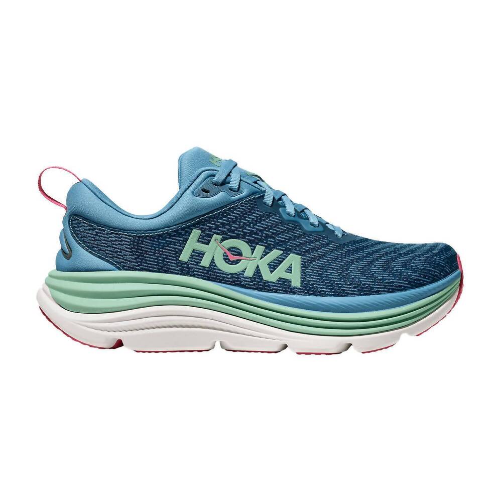 NEW HOKA women's gaviota 5 running shoes in alpine blue/jadeite